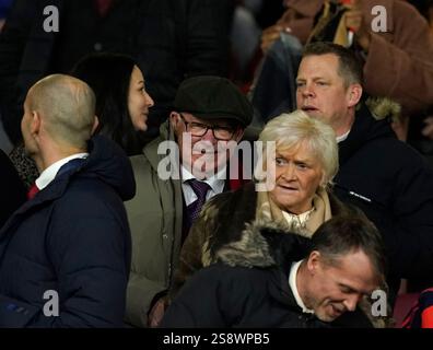 Manchester, Regno Unito. 23 gennaio 2025. L'ex allenatore del Manchester United Sir Alex Ferguson guarda dagli stand durante la partita di UEFA Europa League all'Old Trafford, Manchester. Il credito per immagini dovrebbe essere: Andrew Yates/Sportimage Credit: Sportimage Ltd/Alamy Live News Foto Stock