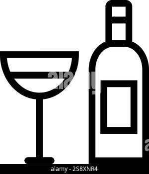 Vettore icona calice e vino. Adatto per applicazioni mobili, applicazioni Web e supporti di stampa. Illustrazione Vettoriale