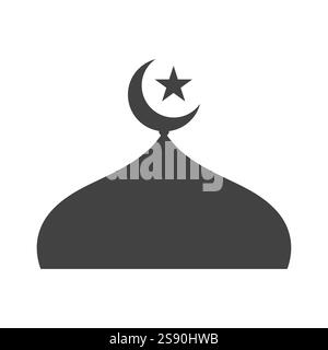 simbolo dell'icona a cupola vettore di design islamico piatto su sfondo bianco Illustrazione Vettoriale