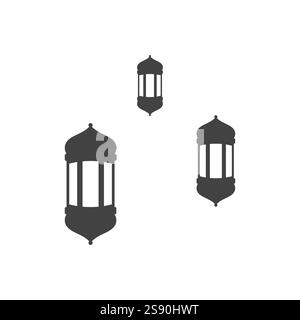 icona simbolo islamico tre lanterne vettoriali piatte Illustrazione Vettoriale