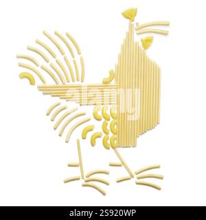 Concetto creativo di cibo foto di un pollo fatto con pasta cruda Foto Stock