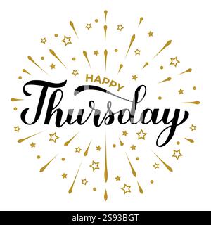 Buon giovedì calligrafia scritta a mano. Poster tipografico con citazioni ispiratrici scritte a mano. Modello vettoriale per striscioni, adesivi, t-shirt, ecc. Illustrazione Vettoriale