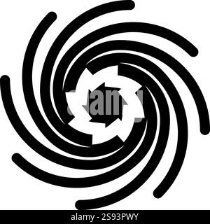 Spirale oro icona simbolo geometria sacra colore nero immagine vettoriale stile piatto semplice Illustrazione Vettoriale