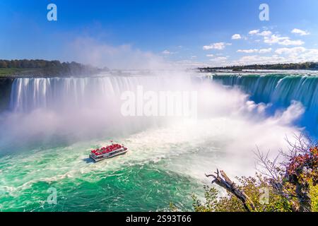 Cascate del Niagara tra New York e Ontario con un tour in barca. Foto Stock