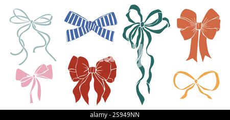 Set di fiocchi colorati con colori e forme diversi Illustrazione Vettoriale