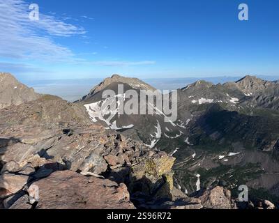 Humboldt Peak e South Colony Lakes Trail a Sangre De Cristo Wilderness, Colorado, USA Foto Stock