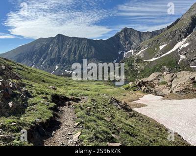 Humboldt Peak e South Colony Lakes Trail a Sangre De Cristo Wilderness, Colorado, USA Foto Stock