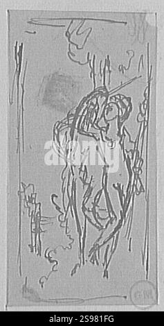 Gustave Moreau-Etude pour la Licorne-Des. 7414. Foto Stock