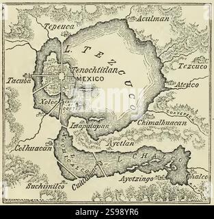 Lago Texcoco (Lago de Texcoco) dicembre 1855 mappa da Harper's New Monthly Magazine volume 12 dicembre 1855 a maggio 1856 (IA harpersnew12harper) (pagina 34 raccolto). Foto Stock