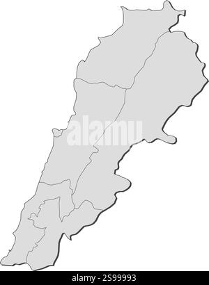 Mappa del Libano con le province. Illustrazione Vettoriale