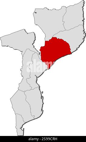Mappa del Mozambico con le province, Zambezia è evidenziata. Illustrazione Vettoriale