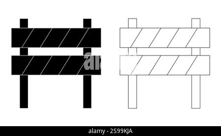 Cartello di blocco stradale, icona di protezione, simbolo. Recinzione di confine, equipaggiamento. sistema di sicurezza. Barriera stradale. Illustrazione vettoriale Illustrazione Vettoriale