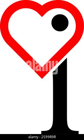 Logo Love Inspired Letter i Illustrazione Vettoriale