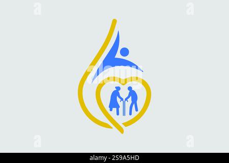 Old Age Home Hospital Logo Design Professional & Classic Illustrazione Vettoriale