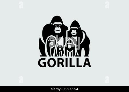 Gorilla Logo Design Professional & Classic Illustrazione Vettoriale