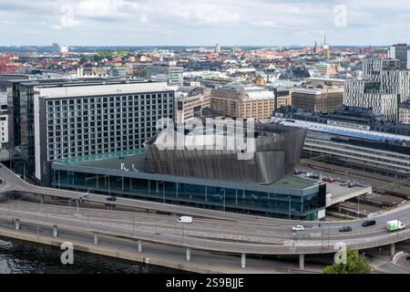 Stoccolma, Svezia - 5 agosto 2024: Vista esterna del moderno Radisson Blu Waterfront Hotel a Stoccolma, Svezia. Foto Stock