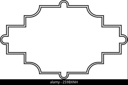 Doppio bordo orizzontale che crea una cornice raffinata con angoli arrotondati e bordi a gradini, offrendo un elemento di design sofisticato e senza tempo per var Illustrazione Vettoriale