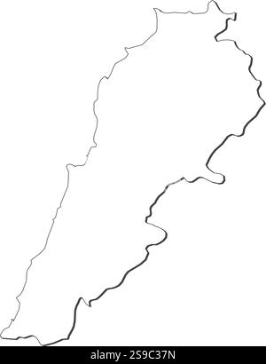 Mappa del Libano, continua come una linea nera. Illustrazione Vettoriale