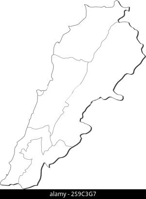 Mappa del Libano, continua come una linea nera. Illustrazione Vettoriale