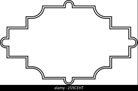 Doppio bordo orizzontale che crea una cornice raffinata con angoli arrotondati e bordi a gradini, offrendo un elemento di design sofisticato e senza tempo per varie applicazioni Illustrazione Vettoriale