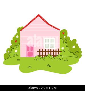 graziosa casa di primavera.illustrazione vettoriale della casa Illustrazione Vettoriale