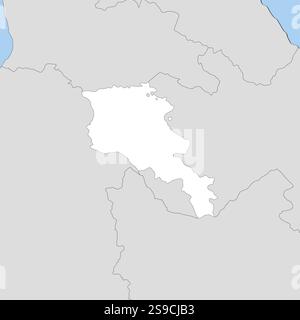 Mappa dell'Armenia e dei paesi vicini, l'Armenia è evidenziata in bianco. Illustrazione Vettoriale