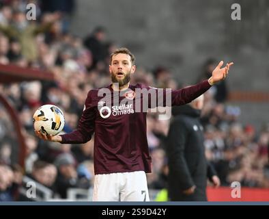 Tynecastle Park Edinburgh.Scotland.UK 25 gennaio 25 partita di premiership William Hill. Hearts vs Kilmarnock Hearts Jorge Grant Foto Stock