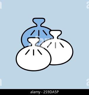 Icona vettore Khinkali. Fast food segno. Cibo nazionale georgiano. Simbolo grafico per la cottura di siti web e app design, logo, app, UI Illustrazione Vettoriale