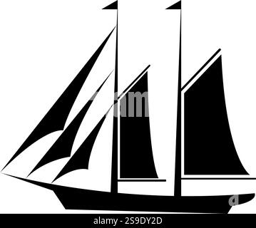 Icona barca, vettore icona barca. Icone navi, barche, merci, logistica, trasporti e spedizioni, icona nave. Illustrazione Vettoriale