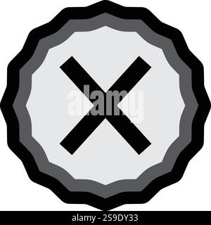 Icona segno incrociato o segno errato su sfondo trasparente. icona annulla Illustrazione Vettoriale
