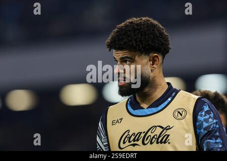 Il centrocampista danese del Napoli Philip Billing guarda durante la partita di serie A tra il Napoli e la Juventus allo stadio Diego Armando Maradona di Napoli, il 25 gennaio 2025. Foto Stock