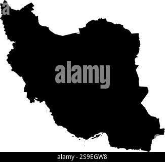 Mappa dell'Iran in nero. Illustrazione Vettoriale