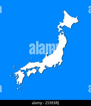 Mappa del Giappone con sfondo blu. Illustrazione Vettoriale