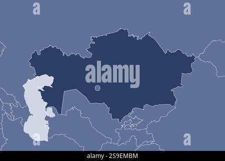 Mappa del Kazakistan e dei paesi vicini, Kazakistan è evidenziata. Illustrazione Vettoriale