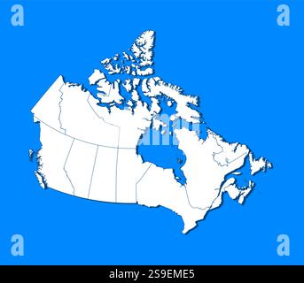 Mappa del Canada con sfondo blu. Illustrazione Vettoriale