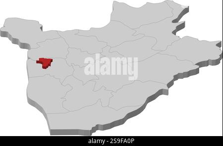 Mappa del Burundi come un pezzo grigio, Bujumbura Mairie è evidenziato in rosso. Illustrazione Vettoriale