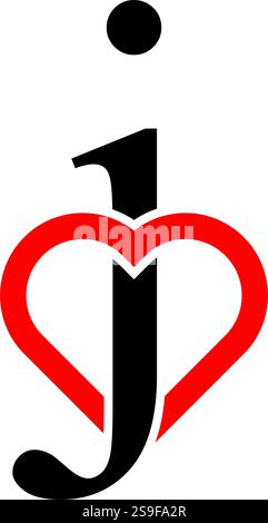 Logo Letter J ispirato all'amore Illustrazione Vettoriale