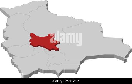 Mappa della Bolivia come un pezzo grigio, Cochabamba è evidenziato in rosso. Illustrazione Vettoriale