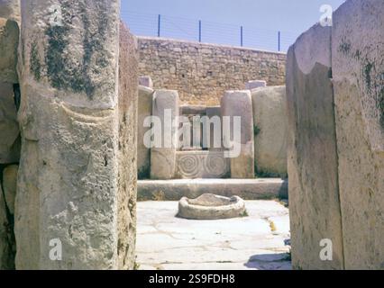 Templi neolitici di Tarxien, sito archeologico preistorico, Malta, Europa 1971 Foto Stock