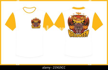 Logo Halloween con t shirt mock up Illustrazione Vettoriale
