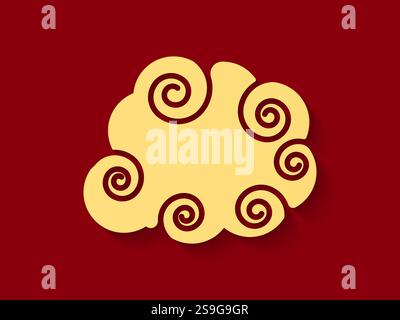 Illustrazione vettoriale del set di nuvole giapponesi. Il movimento di una nuvola nel cielo è influenzato dal vento. Decorare con ornamenti cinesi o orientali. Illustrazione Vettoriale