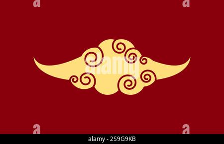 Illustrazione vettoriale del set di nuvole giapponesi. Il movimento di una nuvola nel cielo è influenzato dal vento. Decorare con ornamenti cinesi o orientali. Illustrazione Vettoriale