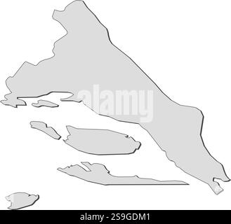 Mappa di Spalato-Dalmazia, una provincia della Croazia. Illustrazione Vettoriale