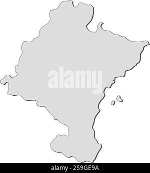Mappa di Navarra, una provincia della Spagna. Illustrazione Vettoriale
