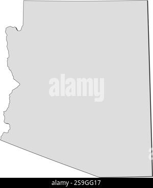 Cartina dell'Arizona, una provincia degli Stati Uniti. Illustrazione Vettoriale