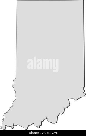 Mappa dell'Indiana, una provincia degli Stati Uniti. Illustrazione Vettoriale