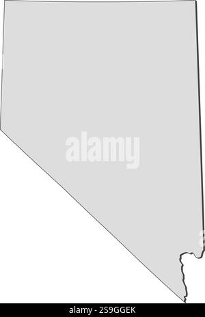 Mappa del Nevada, una provincia degli Stati Uniti. Illustrazione Vettoriale