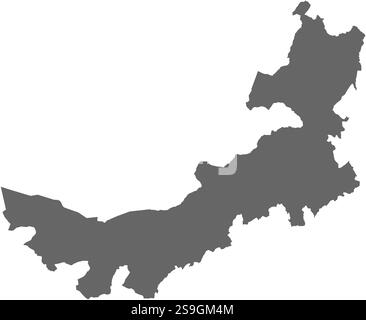 Mappa della Mongolia interna, una provincia della Cina. Illustrazione Vettoriale