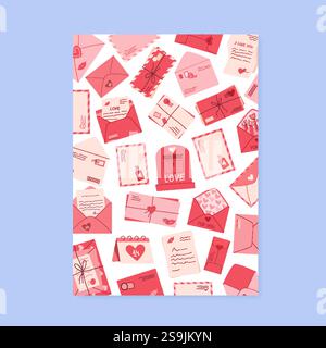 Design romantico rosso cartolina di San Valentino Illustrazione Vettoriale