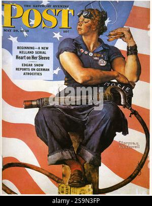 1943 maggio 29, copertina del Saturday Evening Post con l'opera d'arte di Norman Rockwell "Rosie the Riveter" Foto Stock